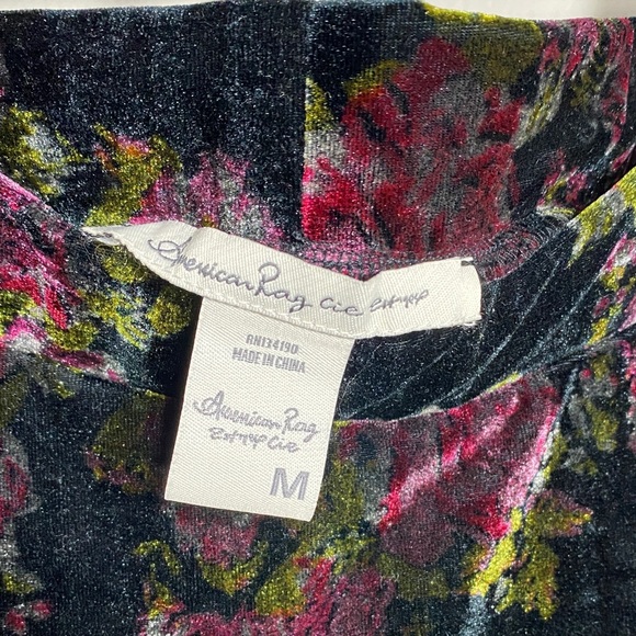 American Rag Velvet Skater Skirt - Black and Pink Floral - Picture 2 of 3